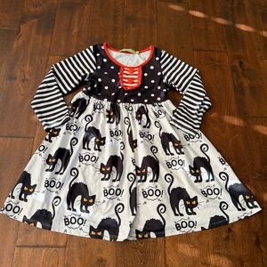Millie Loves Lily Kids Girls Black White Cat Boo Halloween Dress Size‎ 6